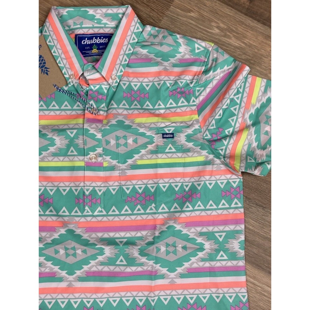 NEW Chubbies The En Fuegos Short Sleeve Poplin Button Down Shirt Men’s Small - Picture 2 of 5